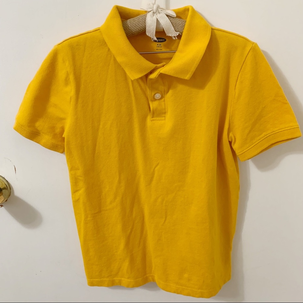 5/$25 Kids Boys Old Navy stretch polo yellow shirt medium 8